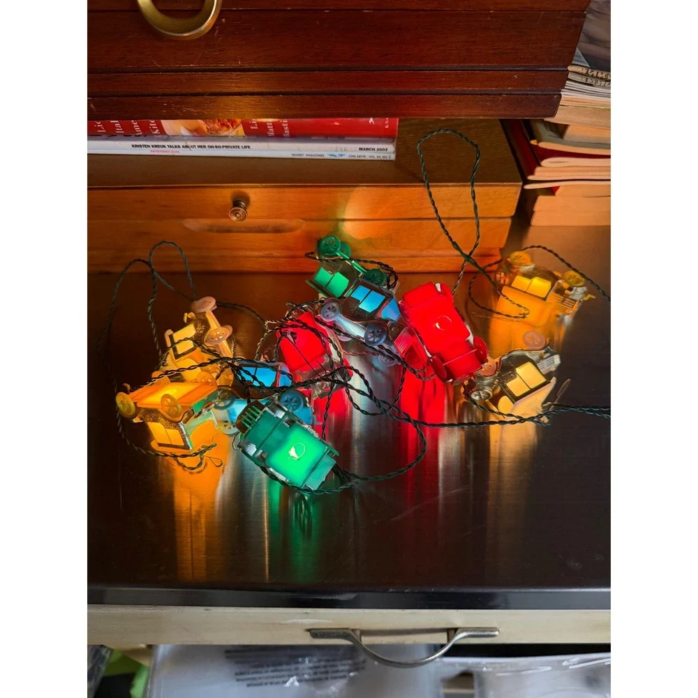 Vintage Antique Car Trolley Christmas String‎ Lights Multi Color Holiday Decor